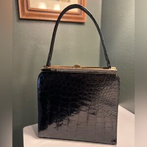 Vintage 1955 Handbag- Alligator Black